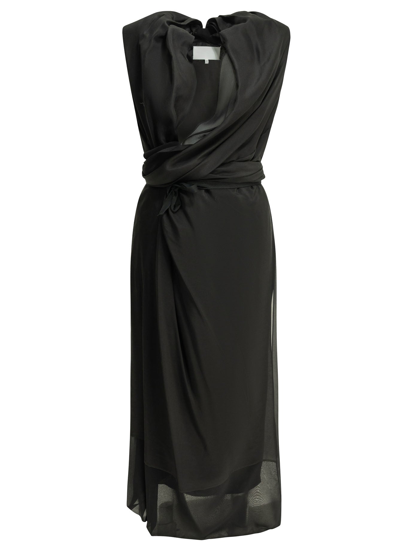 Maison Margiela Draped silk midi dress - Black