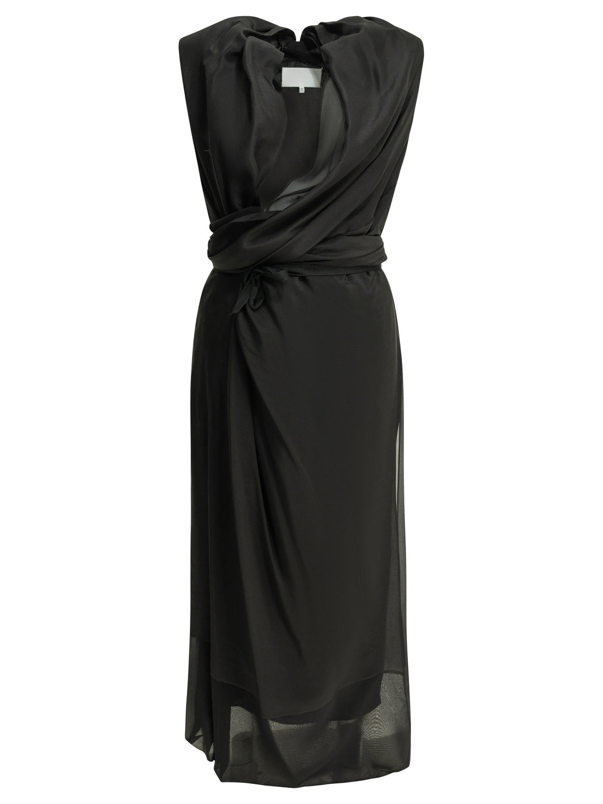 Maison Margiela Draped silk midi dress - Black
