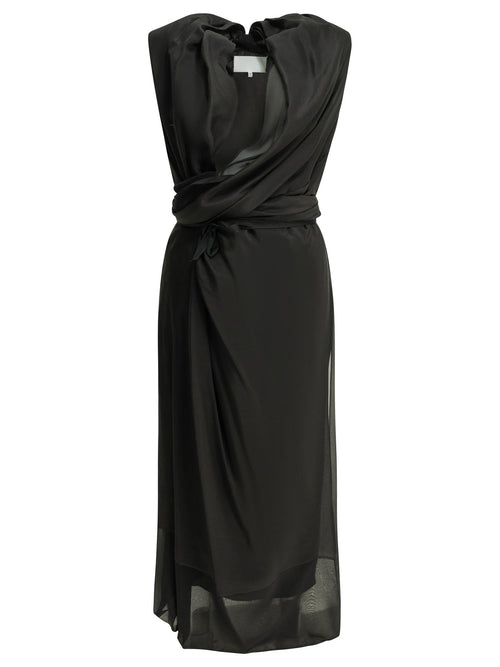Maison Margiela Draped silk midi dress - Black