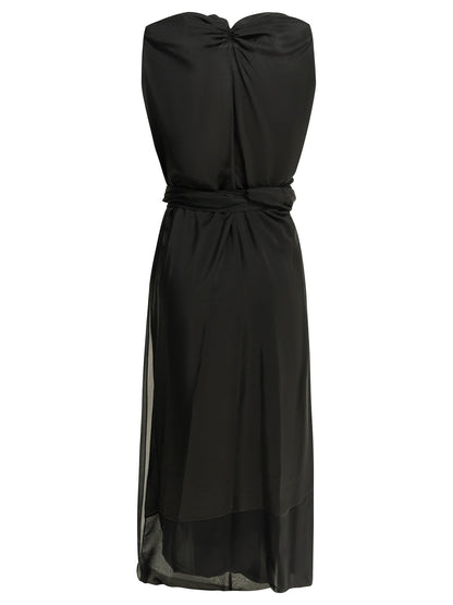 Maison Margiela Draped silk midi dress - Black