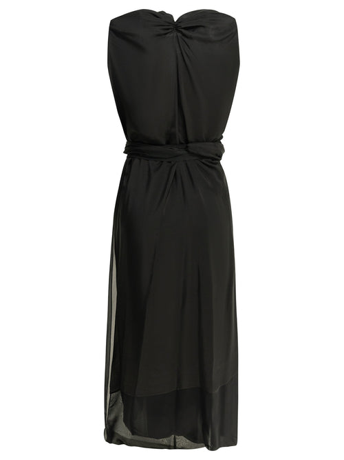 Maison Margiela Draped silk midi dress - Black