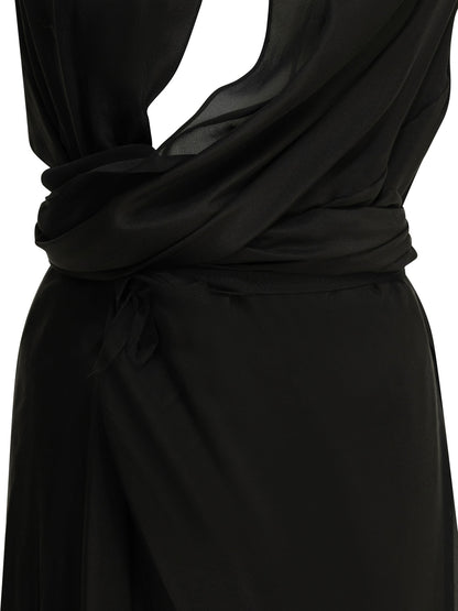 Maison Margiela Draped silk midi dress - Black