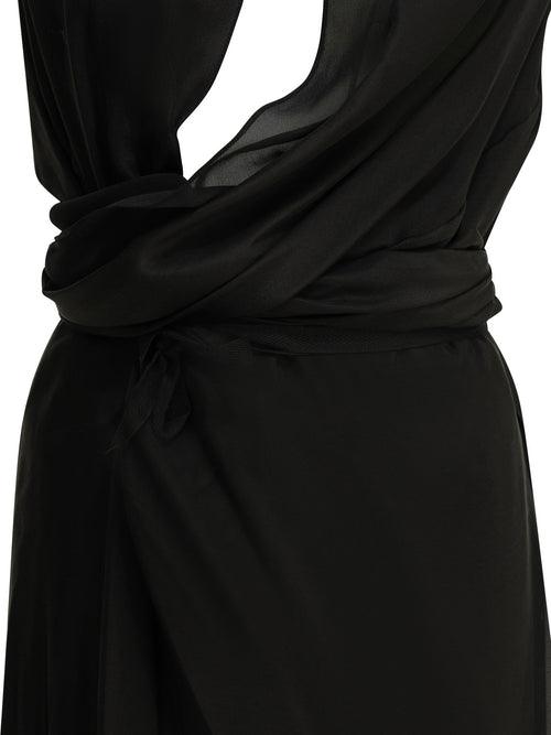 Maison Margiela Draped silk midi dress - Black