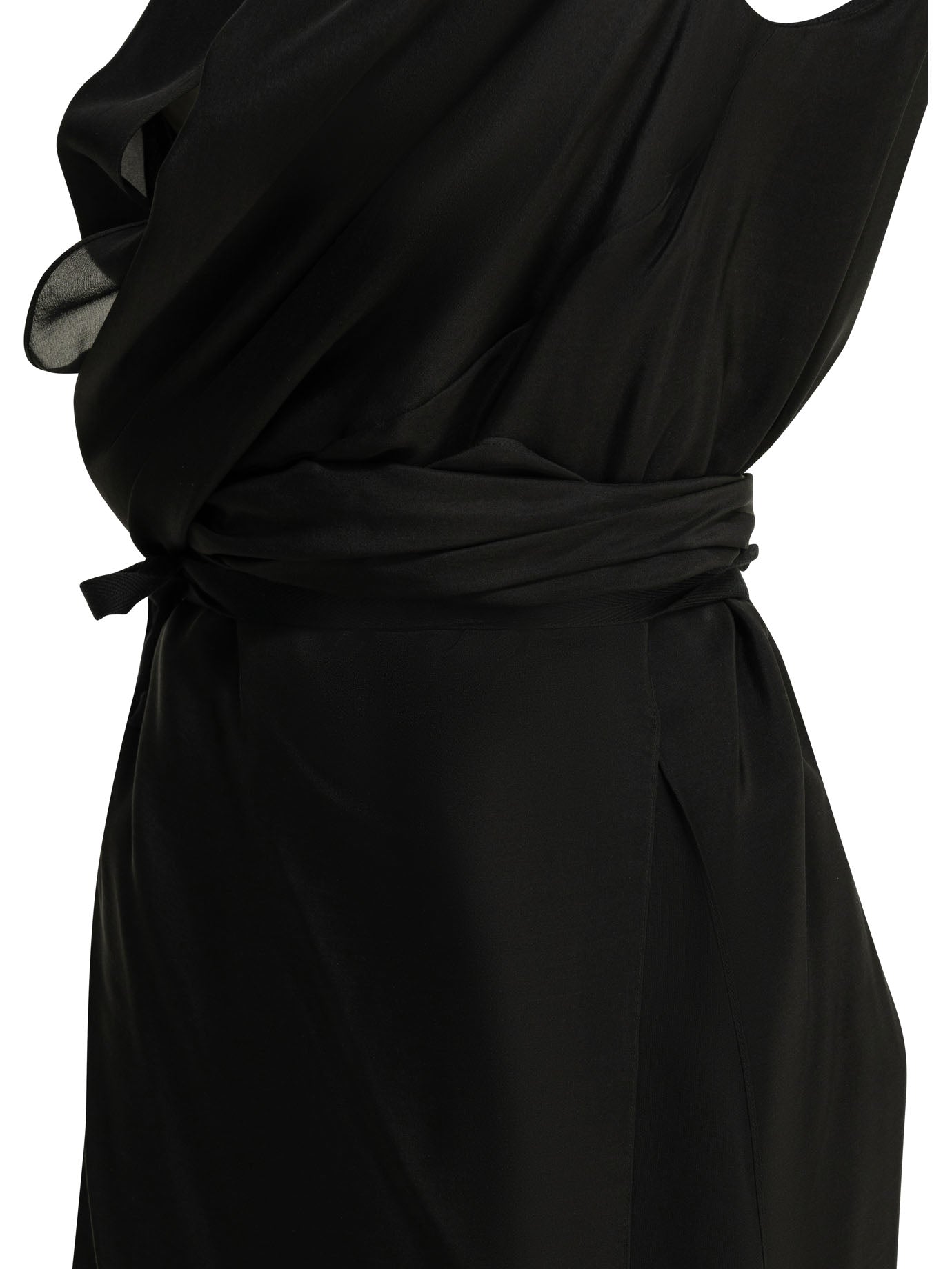 Maison Margiela Draped silk midi dress - Black