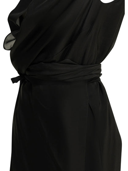 Maison Margiela Draped silk midi dress - Black