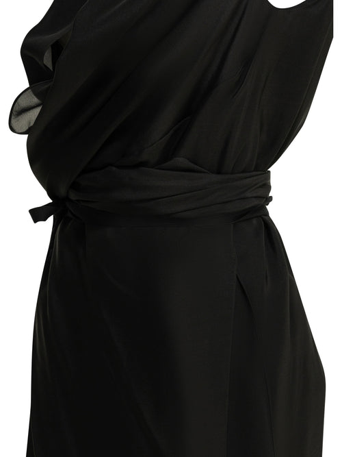 Maison Margiela Draped silk midi dress - Black