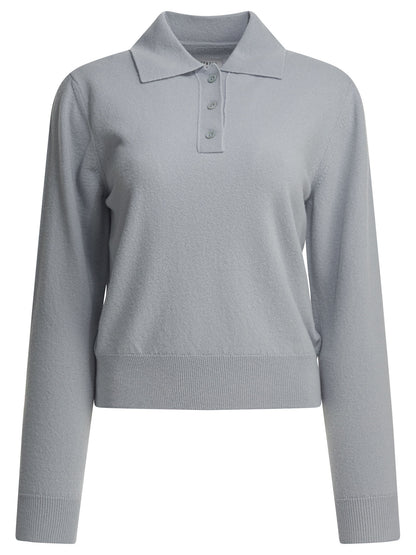 Maison Margiela Virgin wool polo sweater - Light Blue