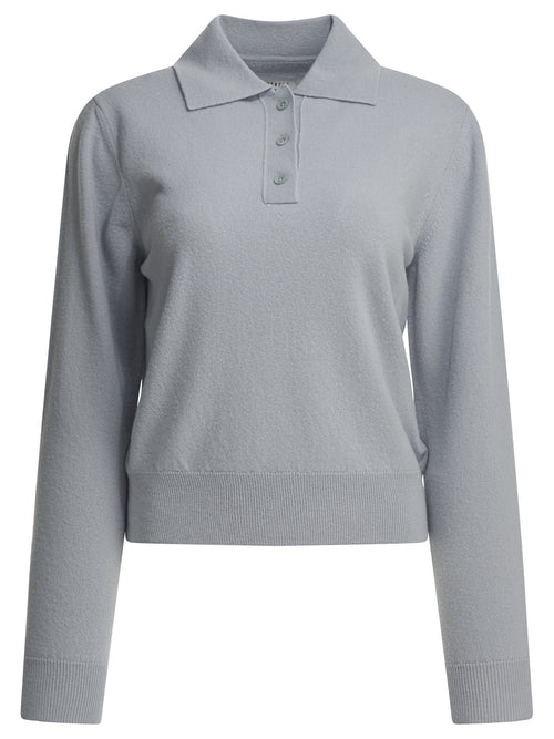 Maison Margiela Virgin wool polo sweater - Light Blue