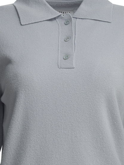 Maison Margiela Virgin wool polo sweater - Light Blue
