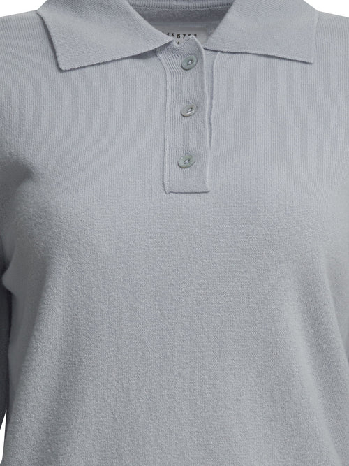 Maison Margiela Virgin wool polo sweater - Light Blue