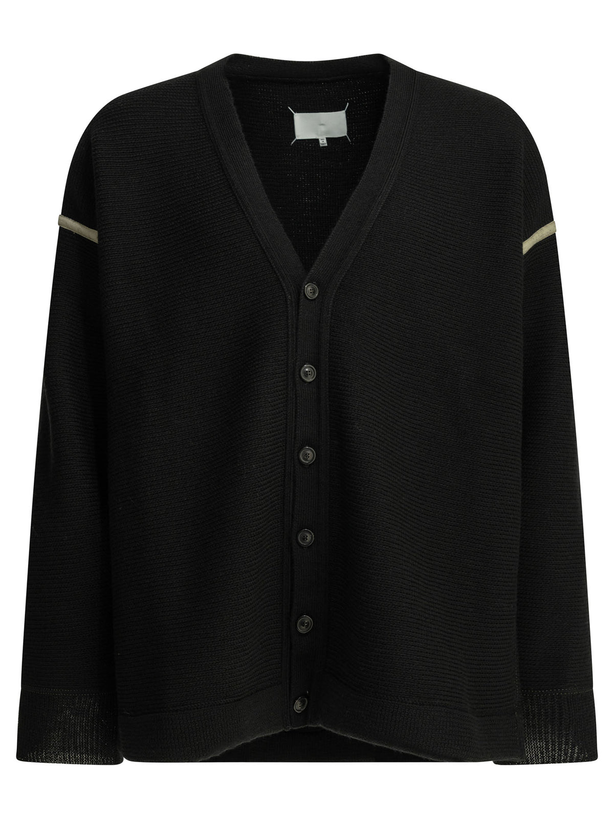 Maison Margiela Wool cardigan with patches - Black