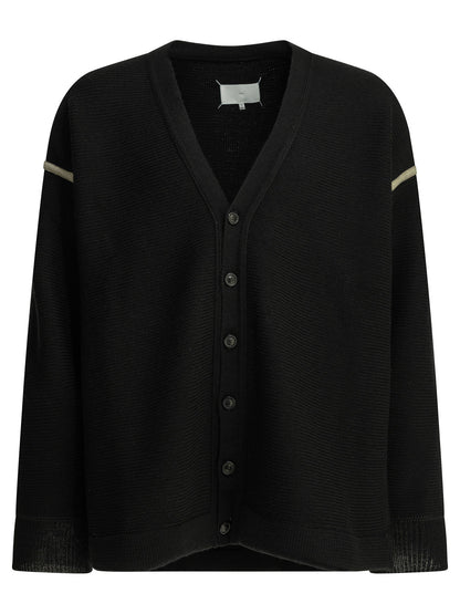 Maison Margiela Wool cardigan with patches - Black