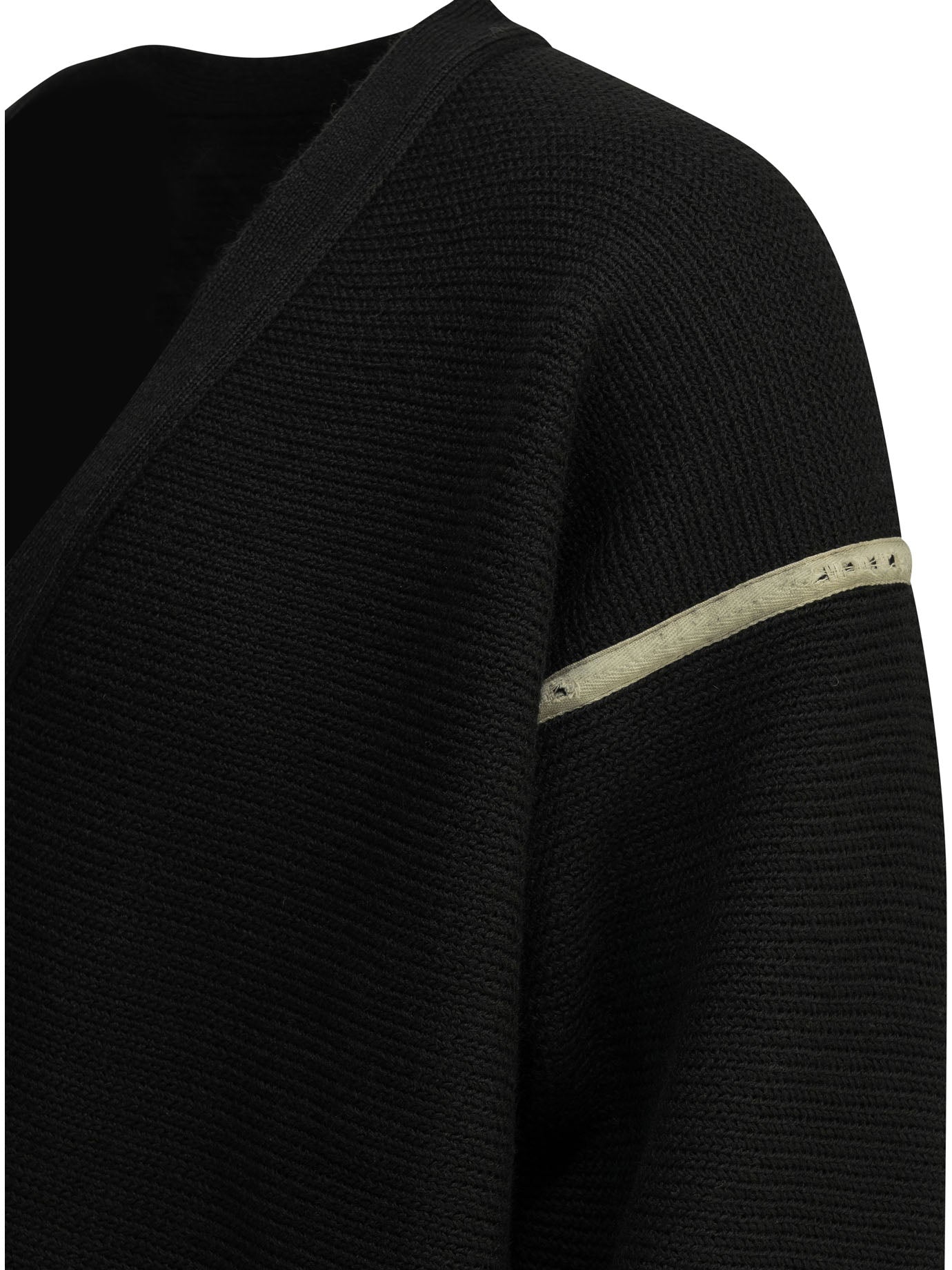 Maison Margiela Wool cardigan with patches - Black
