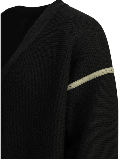 Maison Margiela Wool cardigan with patches - Black