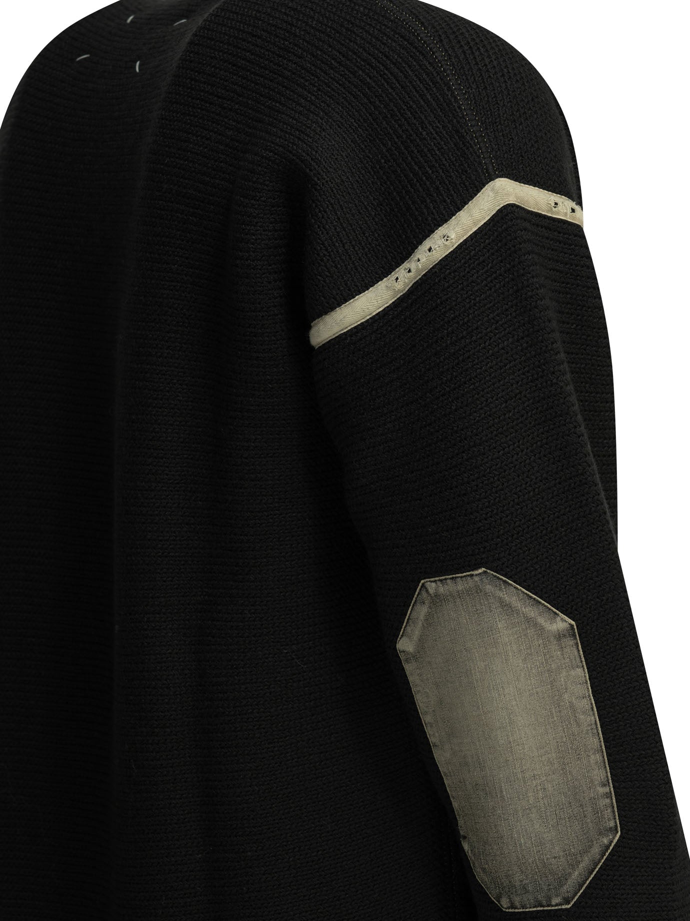 Maison Margiela Wool cardigan with patches - Black