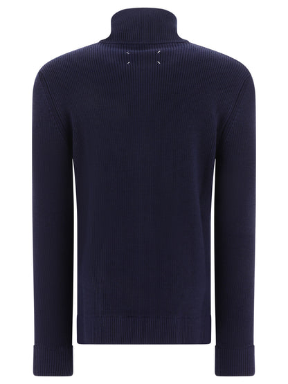 Maison Margiela Cotton and wool zippered malgione - Blue