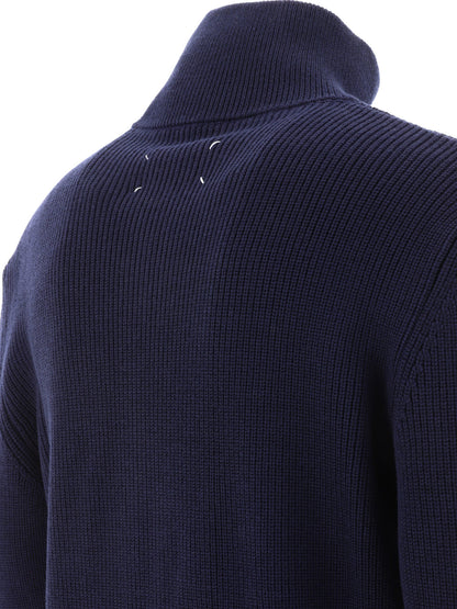 Maison Margiela Cotton and wool zippered malgione - Blue