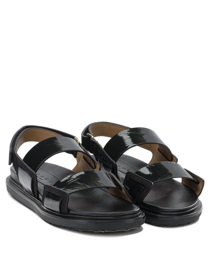 Marni "Fussbett" leather sandals - Black