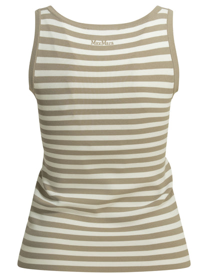 Max Mara Pure Striped fitted tank top - Beige