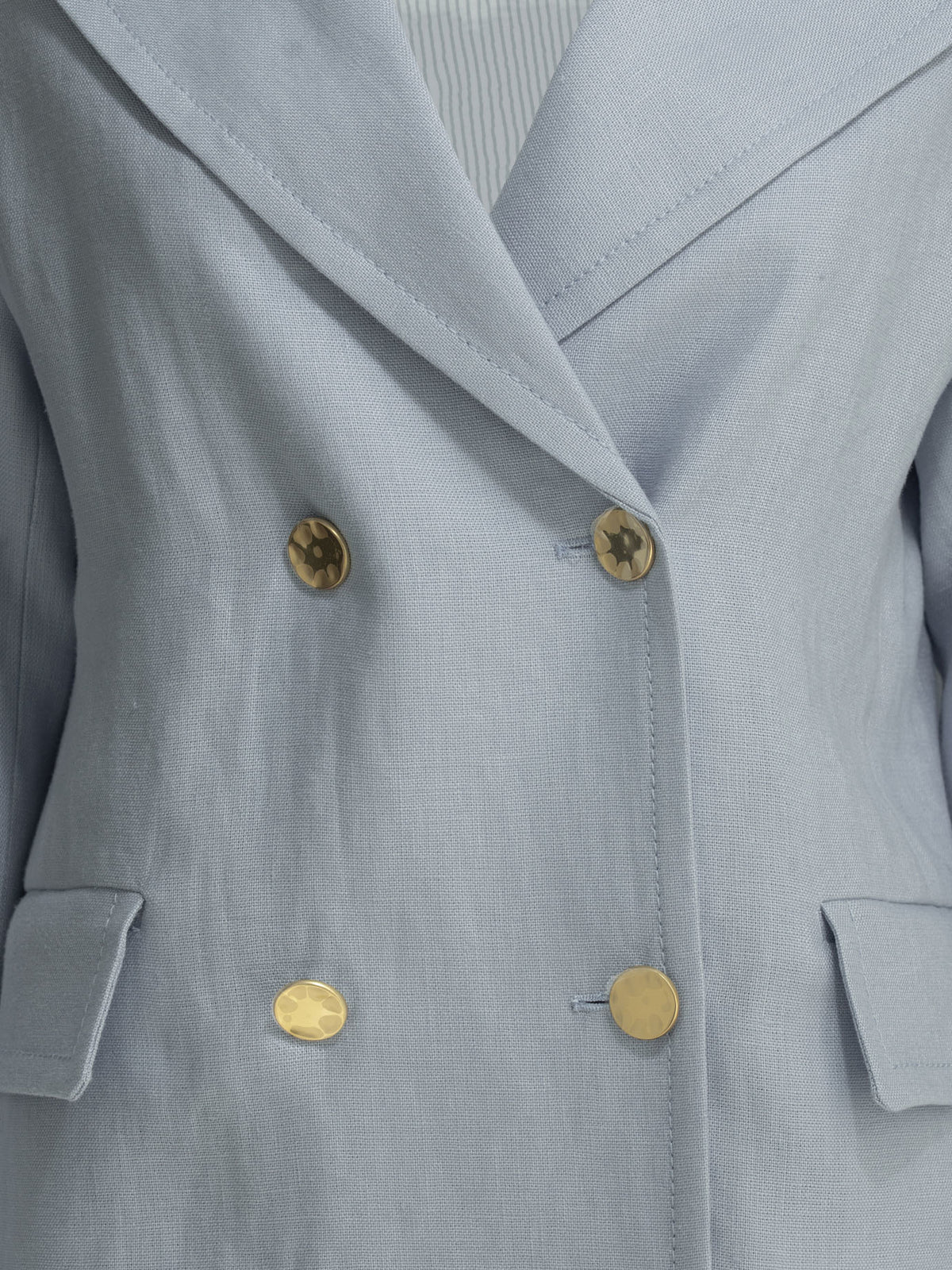 Max Mara Studio Linen double-breasted blazer - Light Blue