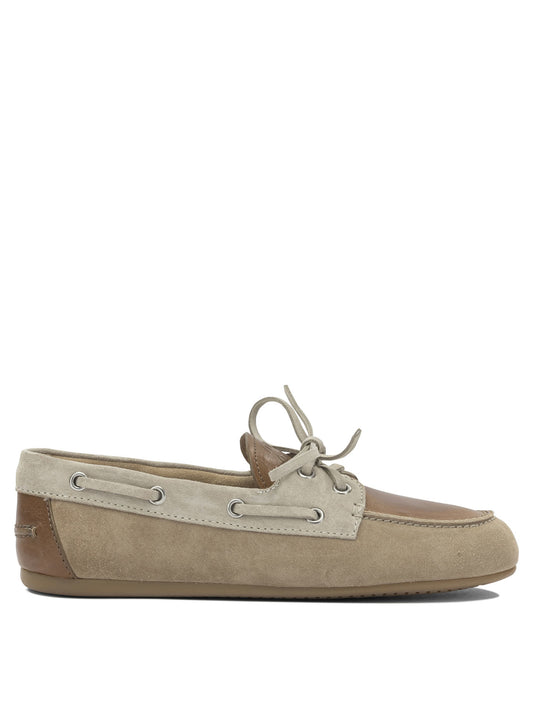 Miu Miu Suede lace-up loafers - Beige