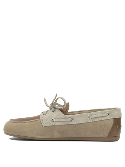 Miu Miu Suede lace-up loafers - Beige