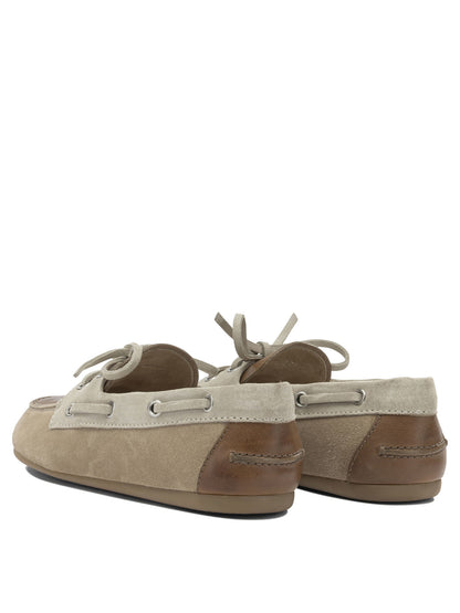 Miu Miu Suede lace-up loafers - Beige