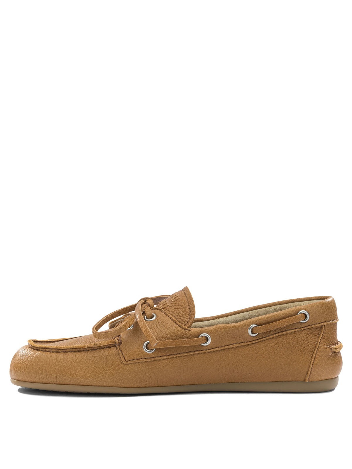 Miu Miu Leather lace-up loafers - Beige