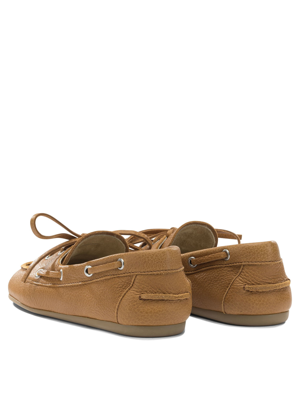 Miu Miu Leather lace-up loafers - Beige