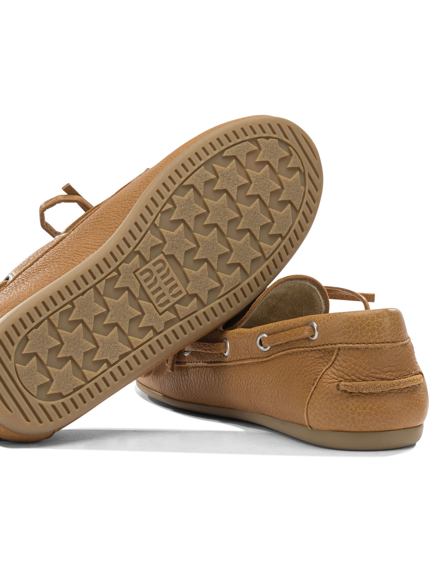 Miu Miu Leather lace-up loafers - Beige