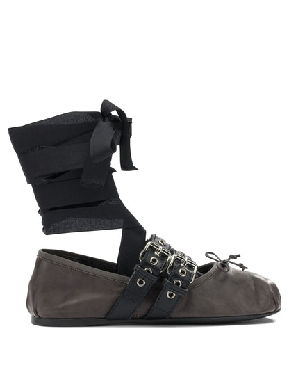Miu Miu Nappa leather and calfskin ballet flats - Brown
