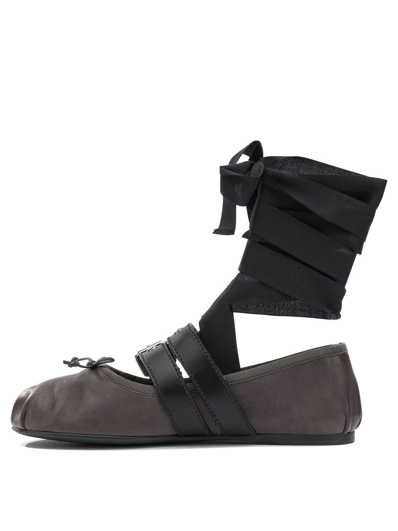 Miu Miu Nappa leather and calfskin ballet flats - Brown