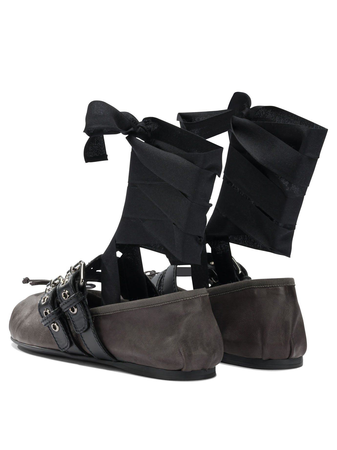 Miu Miu Nappa leather and calfskin ballet flats - Brown