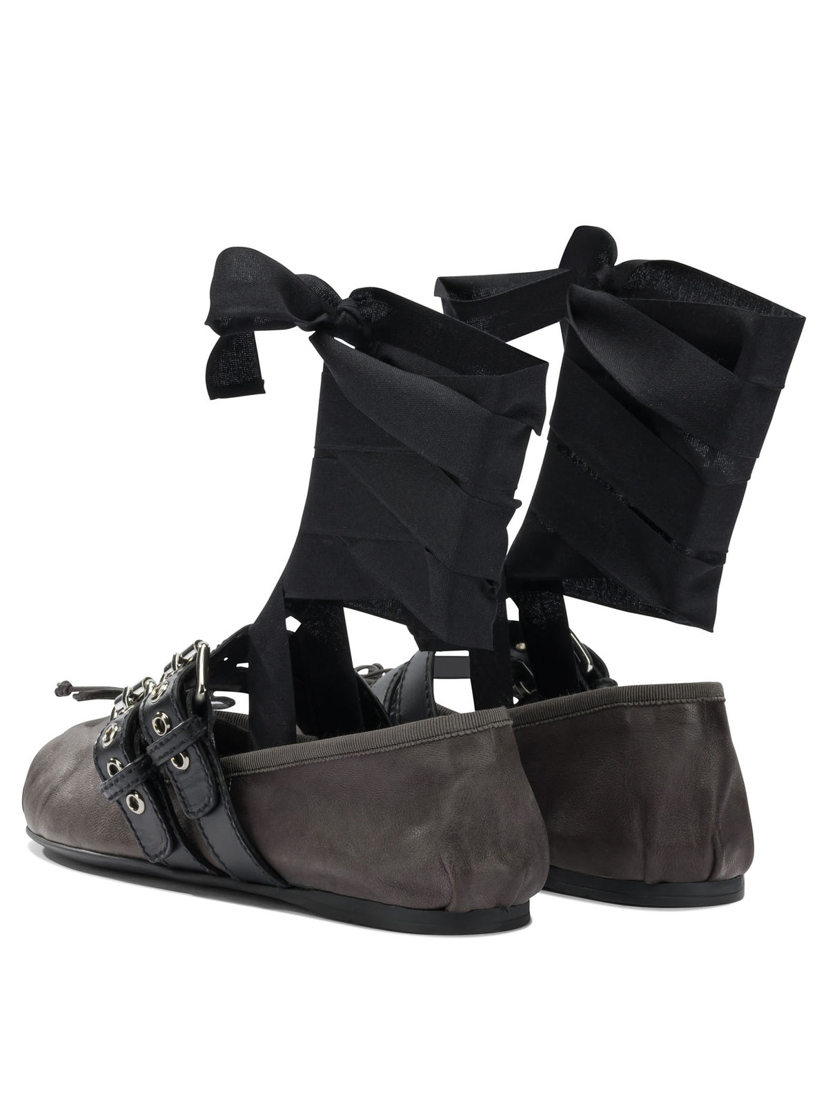 Miu Miu Nappa leather and calfskin ballet flats - Brown
