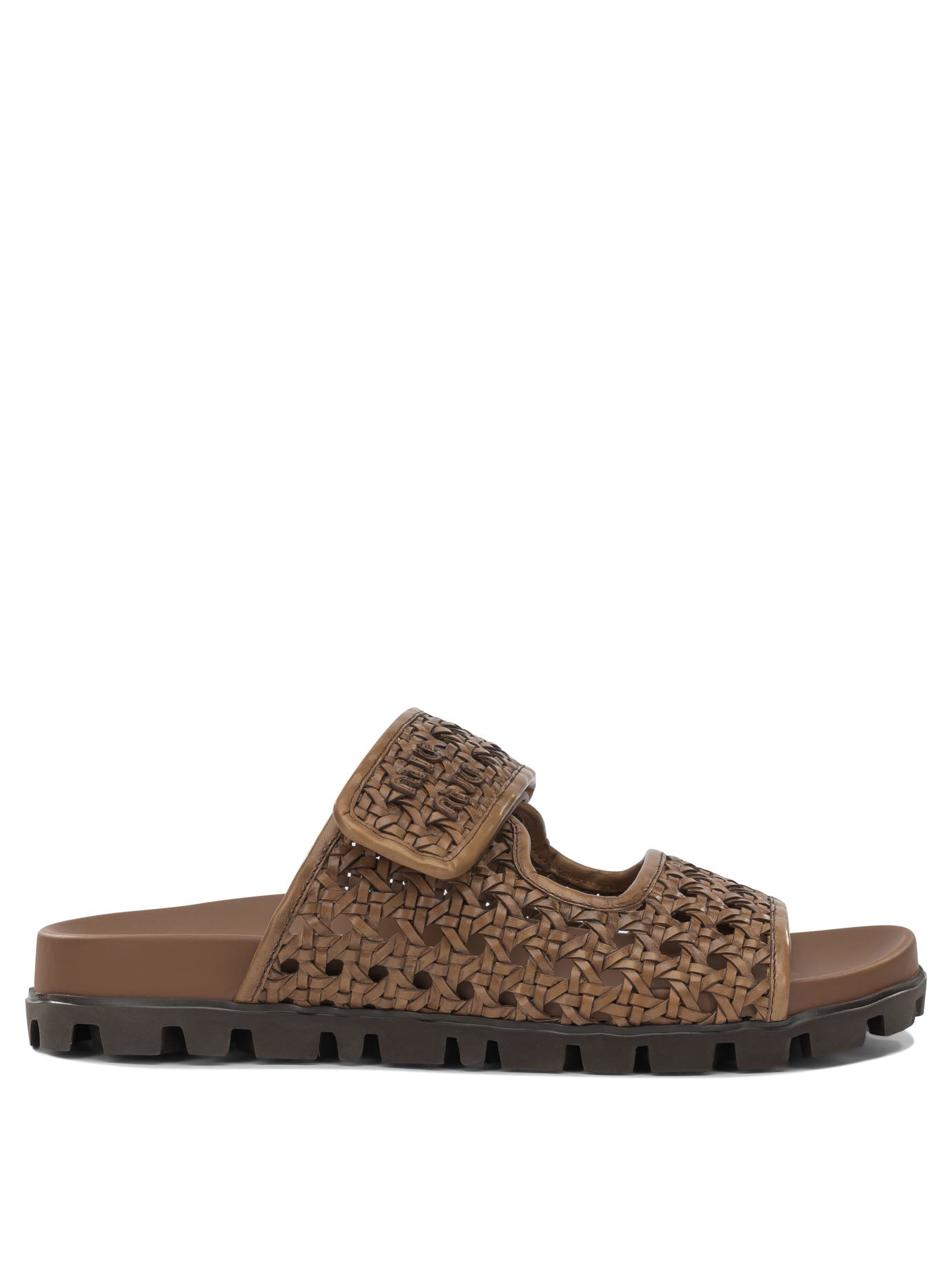 Miu Miu Woven leather low sandals - Brown