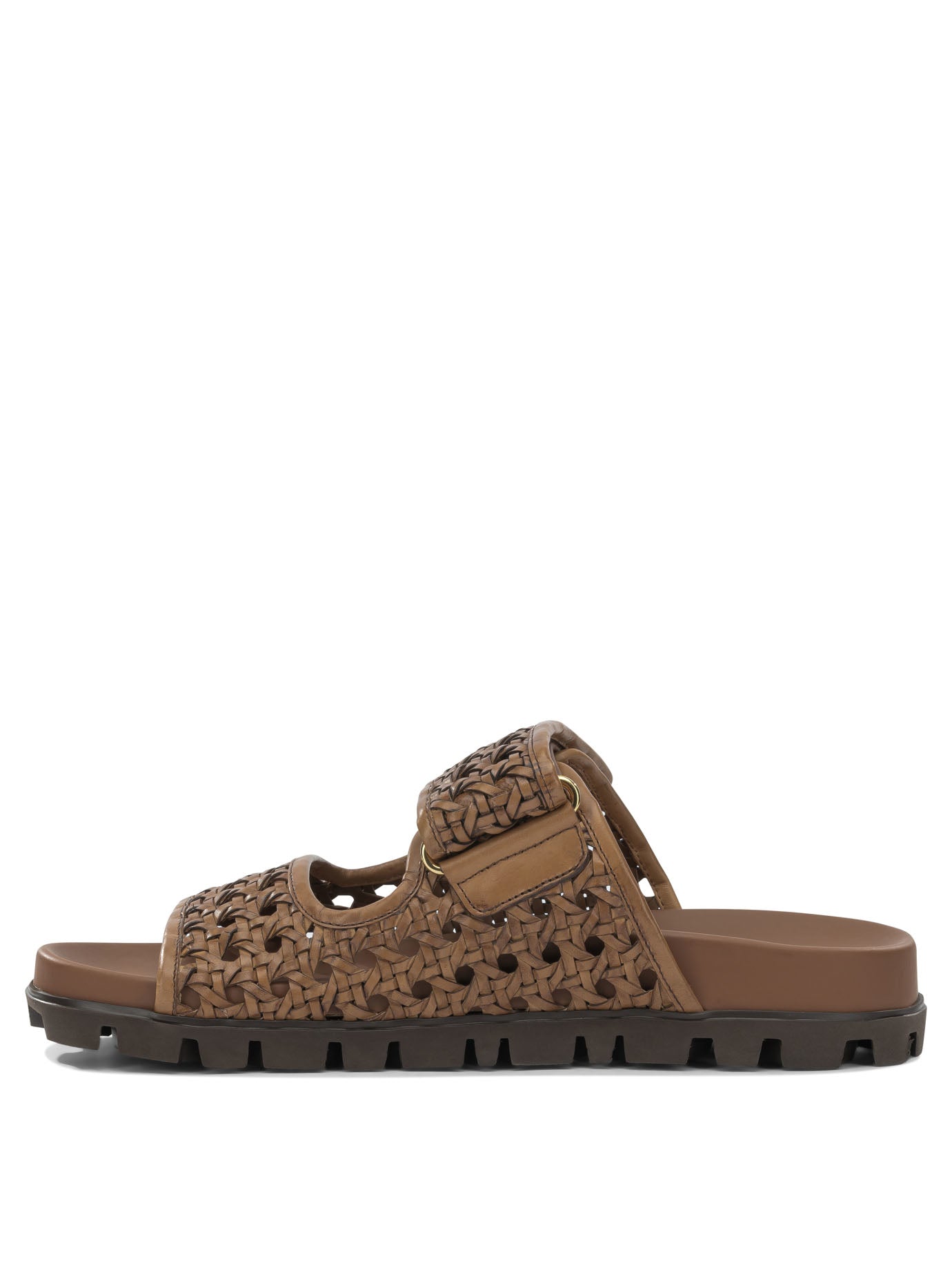 Miu Miu Woven leather low sandals - Brown