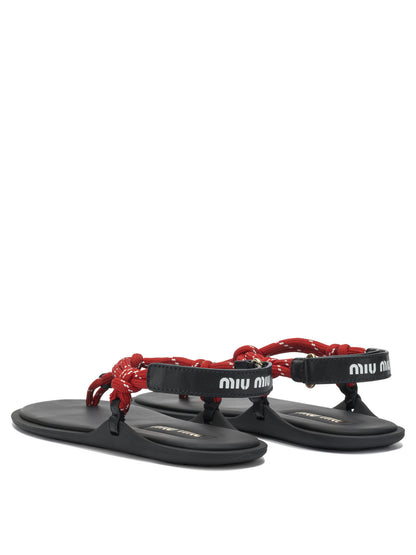 Miu Miu "Rivière" rope sandals - Red