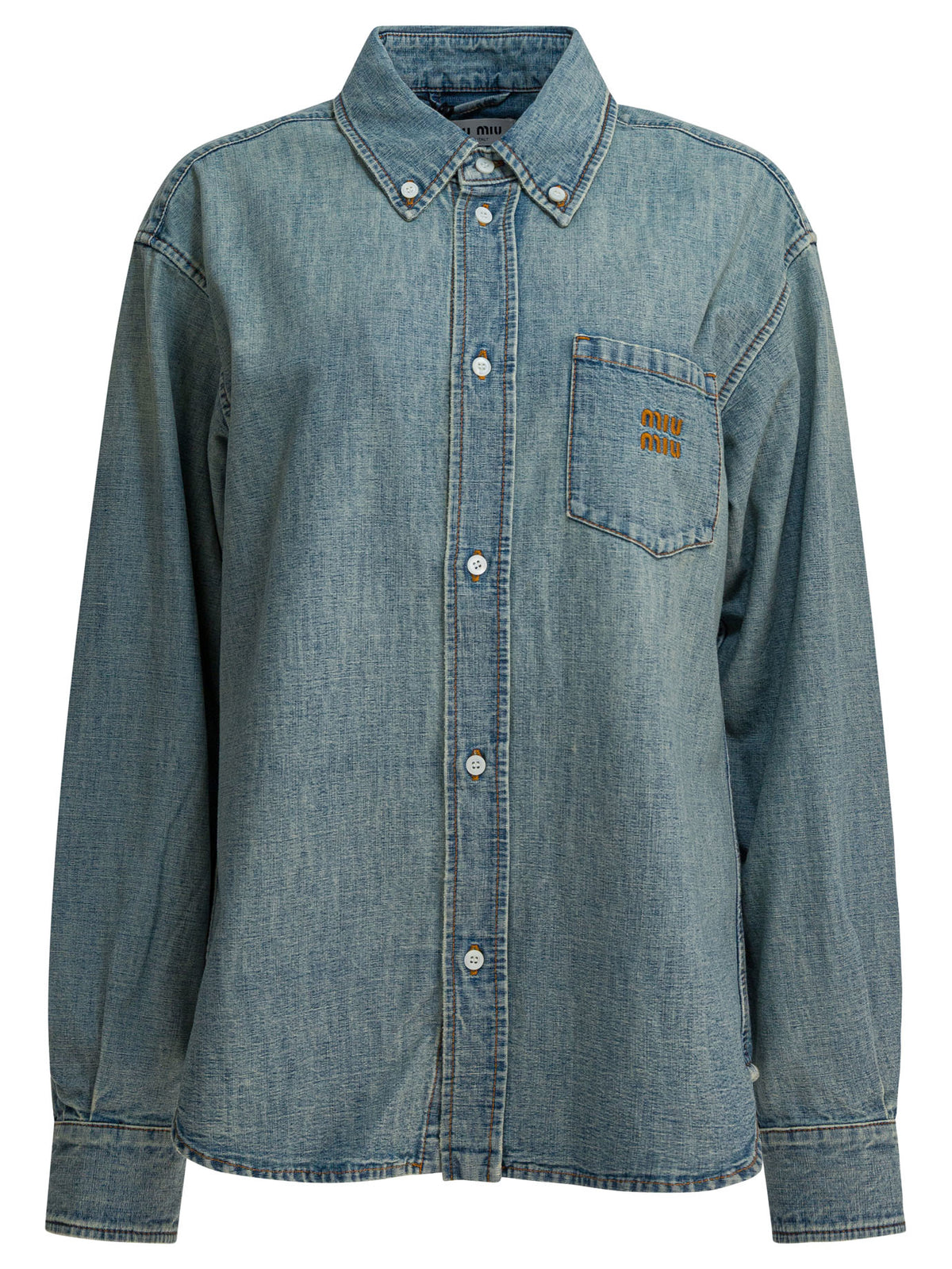 Miu Miu Denim shirt with logo - Light Blue