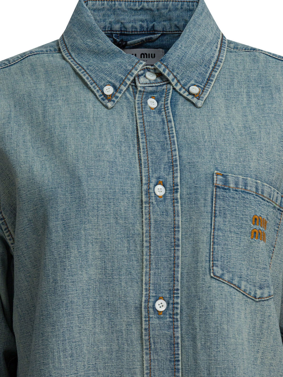 Miu Miu Denim shirt with logo - Light Blue