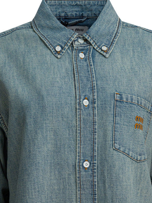 Miu Miu Denim shirt with logo - Light Blue