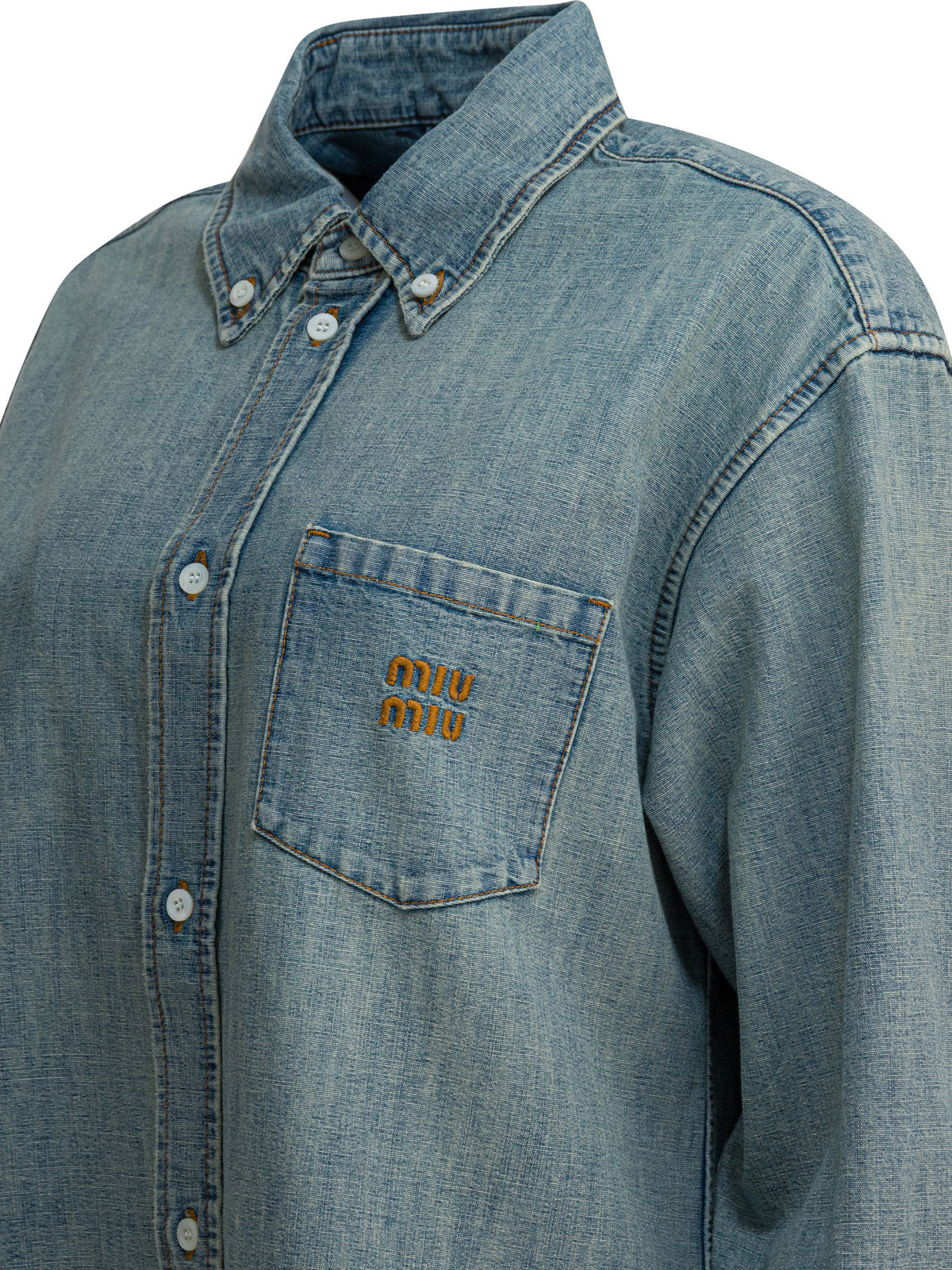 Miu Miu Denim shirt with logo - Light Blue