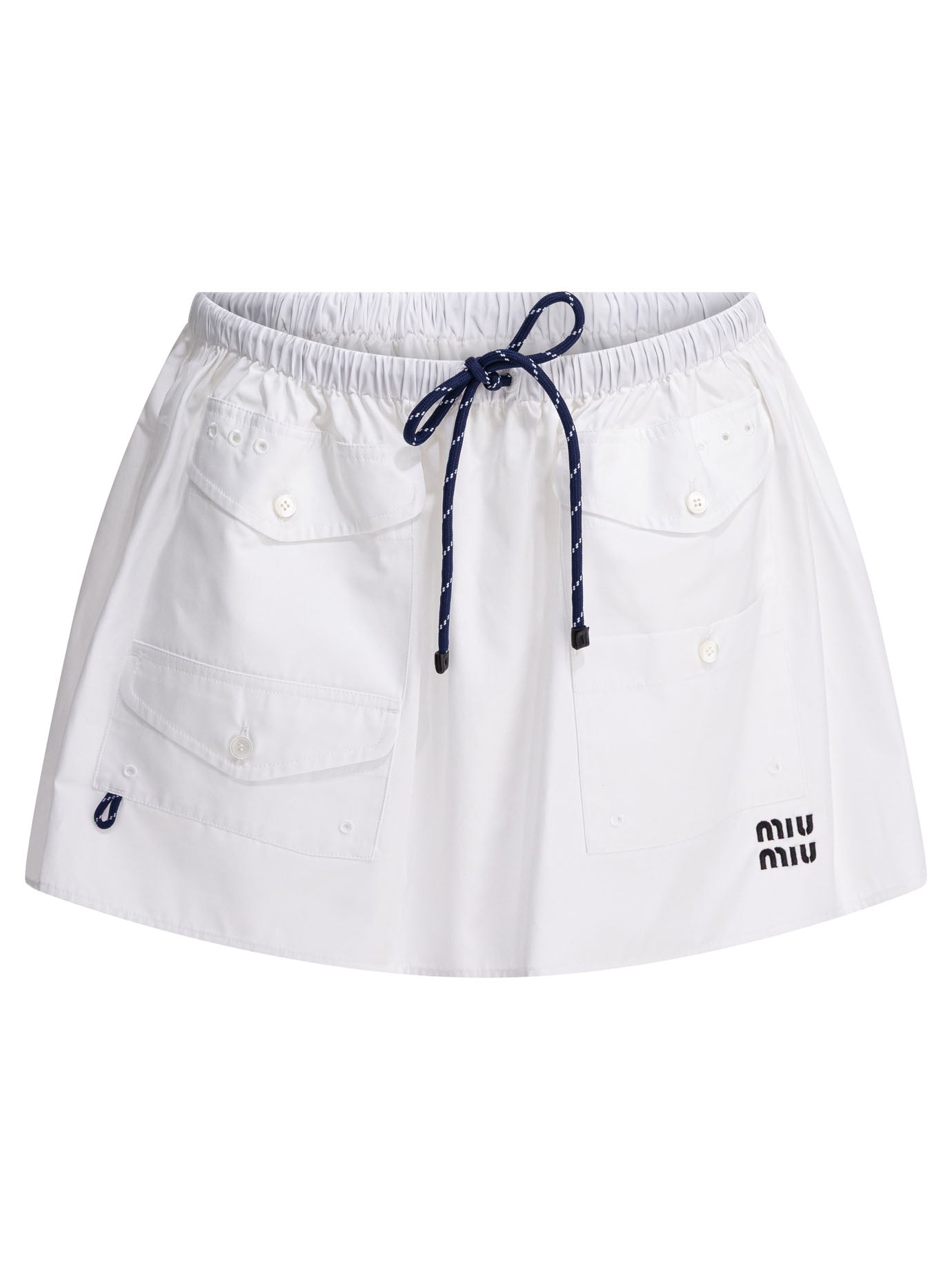 Miu Miu Poplin mini skirt with logo - White