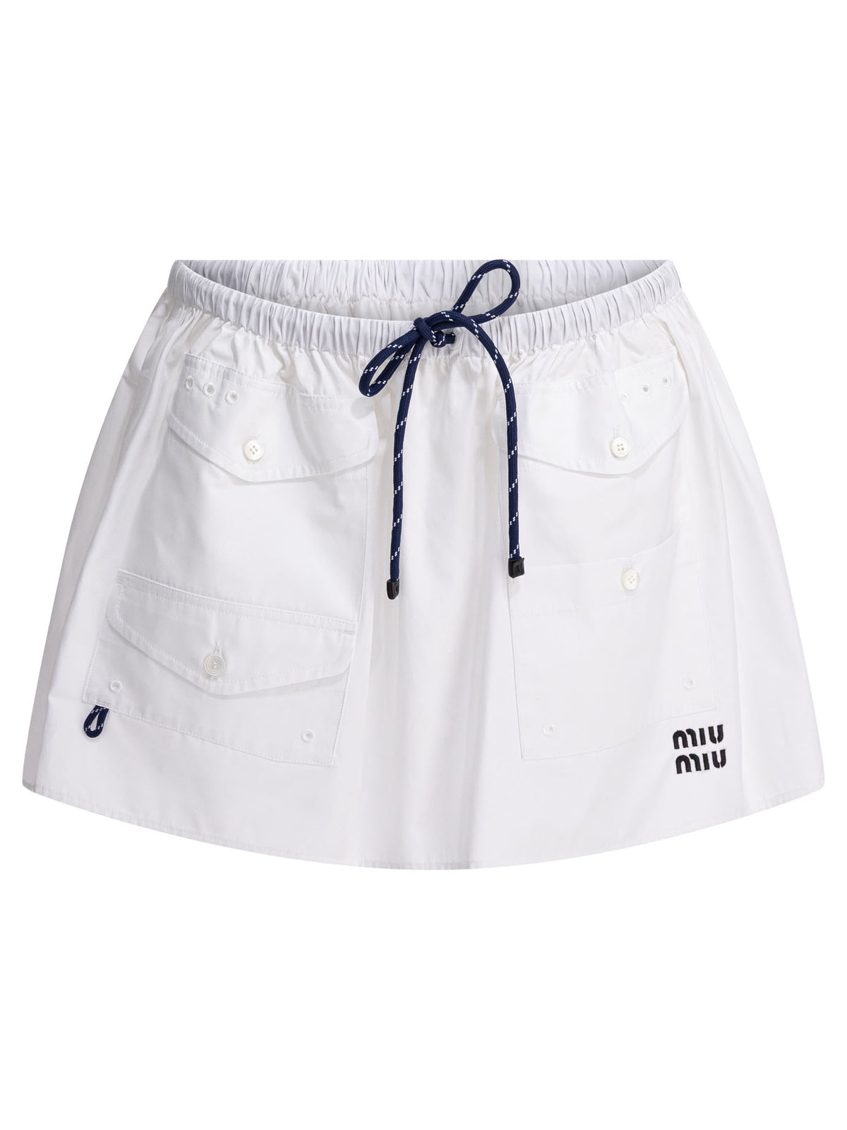 Miu Miu Poplin mini skirt with logo - White