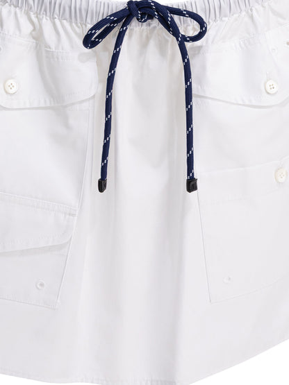 Miu Miu Poplin mini skirt with logo - White