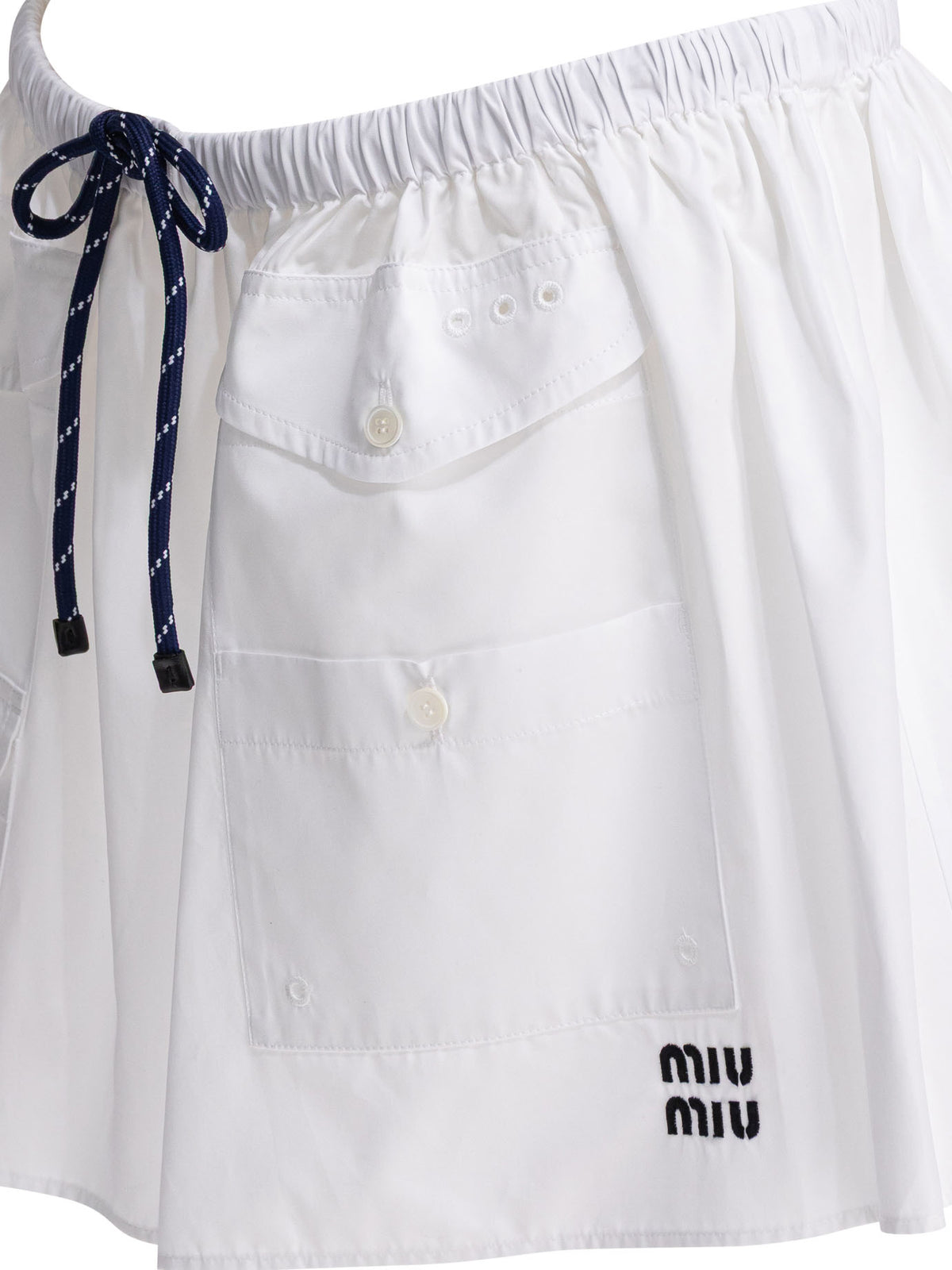 Miu Miu Poplin mini skirt with logo - White
