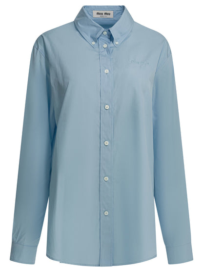 Miu Miu Casual shirt with logo - Light Blue