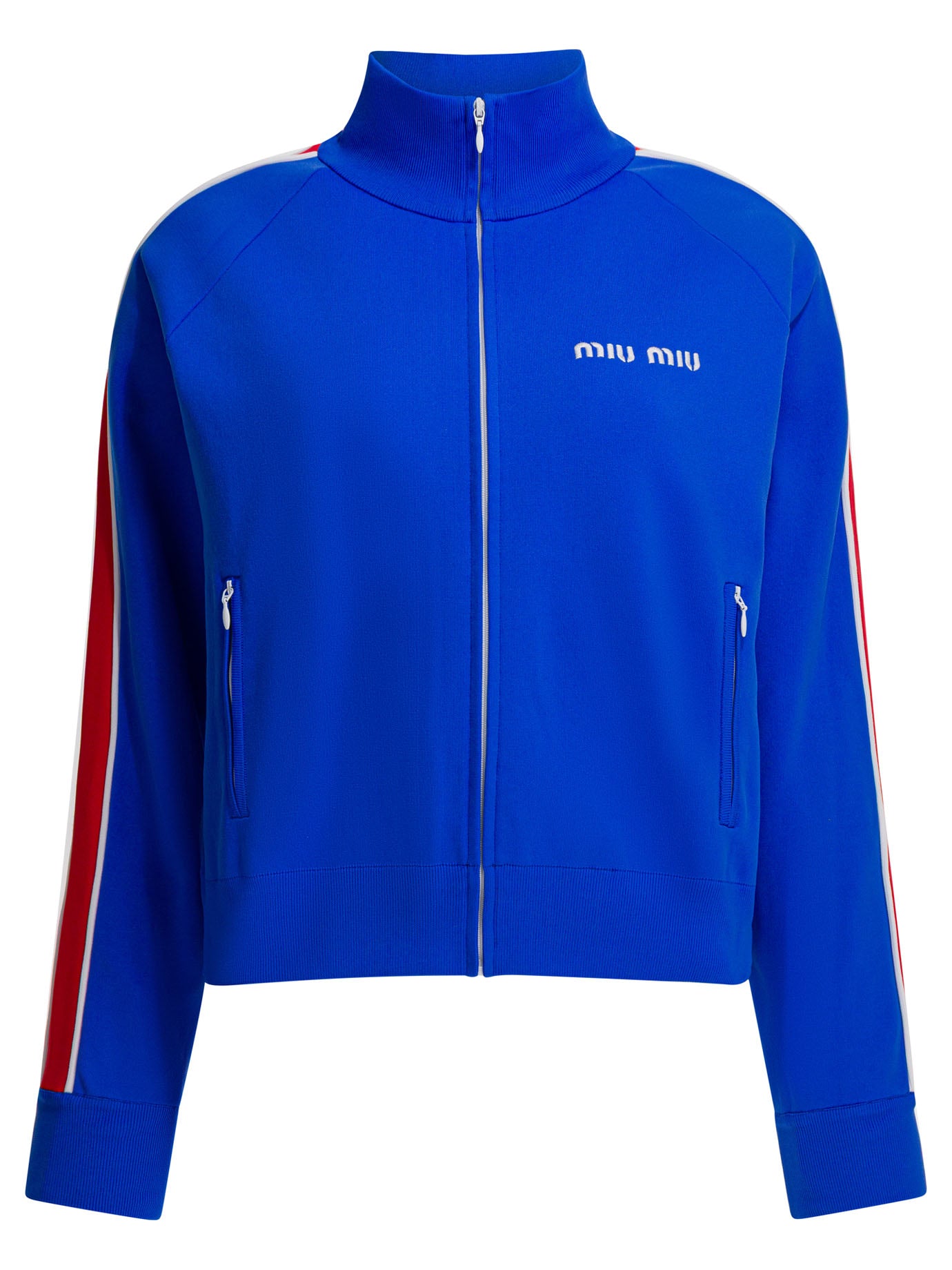 Miu Miu Sweatshirt with zipper and logo - Blue