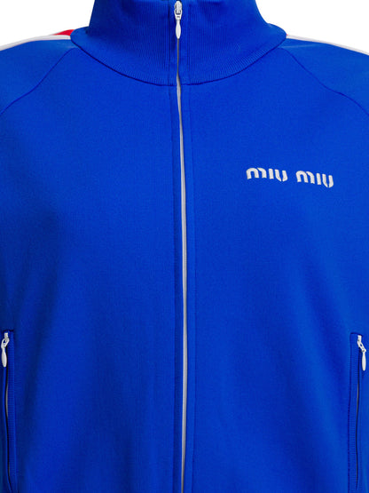 Miu Miu Sweatshirt with zipper and logo - Blue