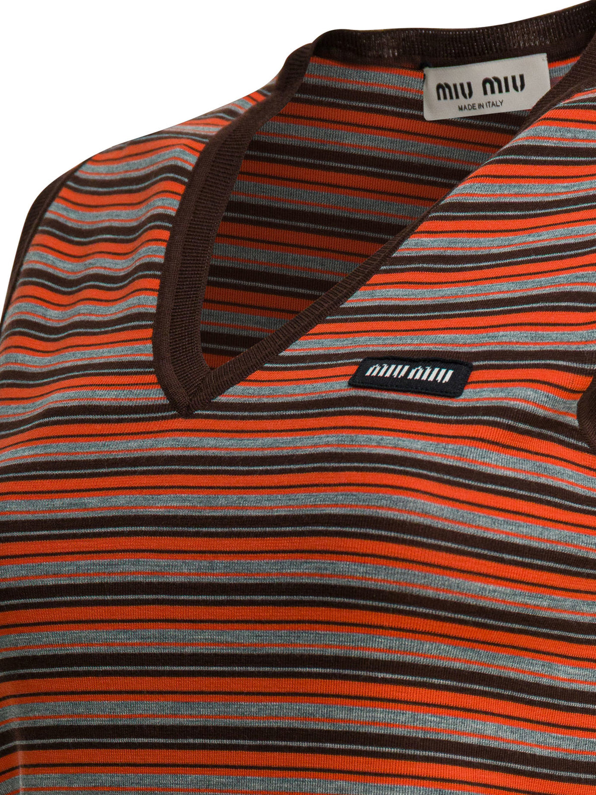 Miu Miu Wool vest with logo - Orange