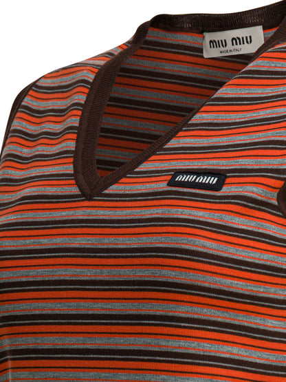 Miu Miu Wool vest with logo - Orange